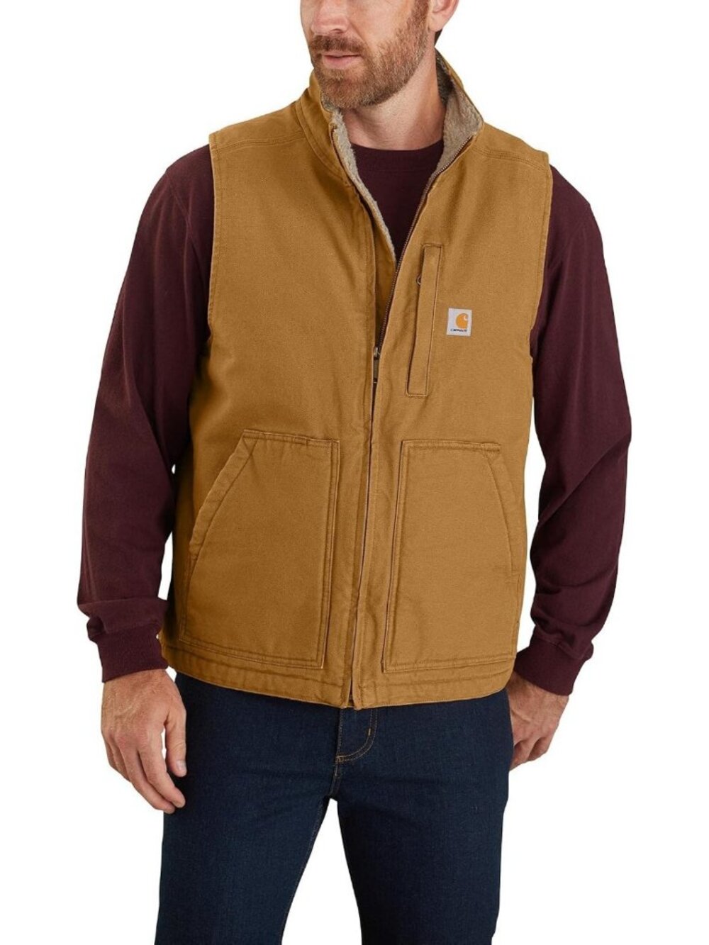 Men's Washed Duck Mock-Neck Vest | Durable Outdoor Layering Essential